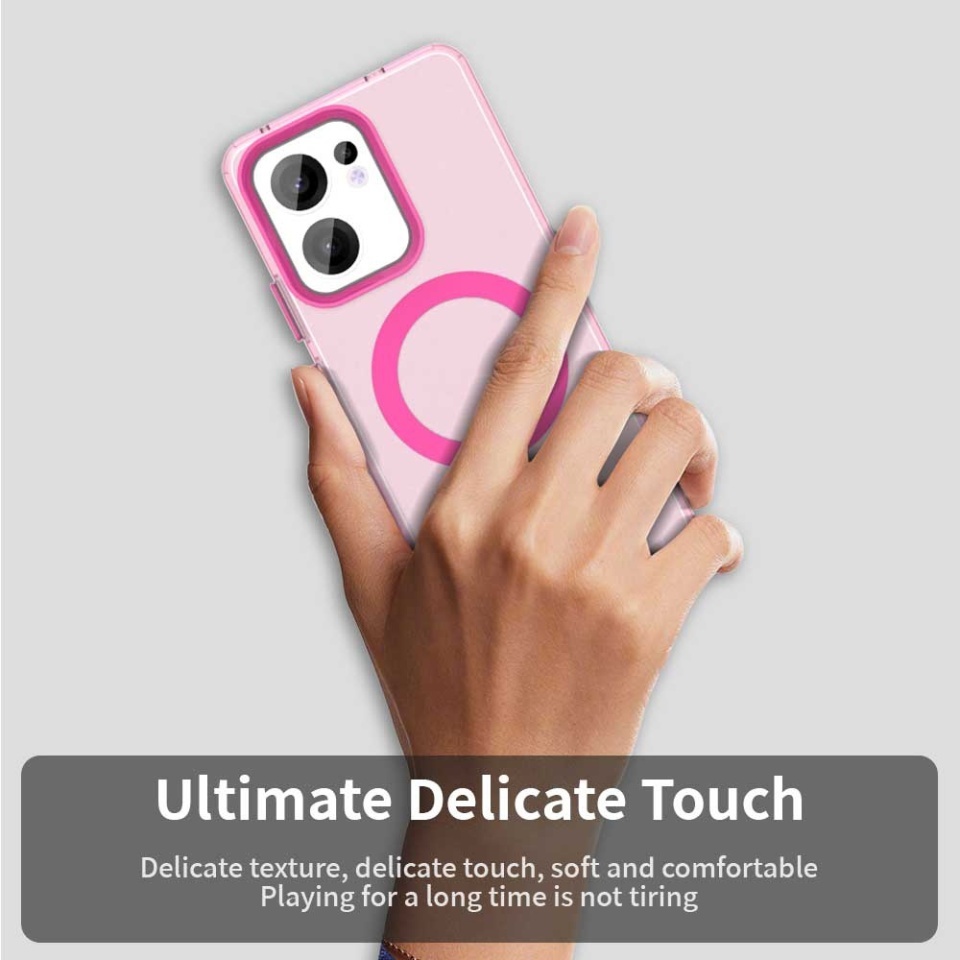 Husa pentru Oppo Reno13 F 4G / Reno13 F 5G / Reno13 FS 5G, SKYDDAR INOVATION, CandyCase, Magsafe, set cu sticker, Roz - 2 | YEO