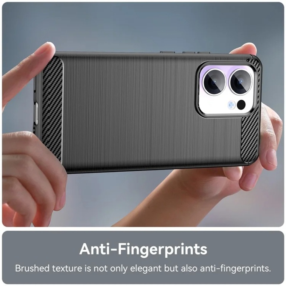 Husa pentru Oppo Reno13 Pro, SKYDDAR INNOVATION, Carbon Silicone, din Silicon Slim, cu textura Fibra Carbon, set cu sticker, Negru - 3 | YEO