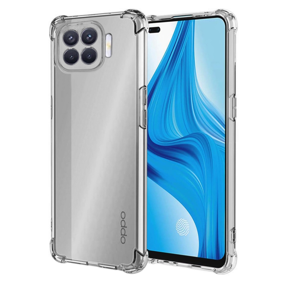 Husa pentru Oppo Reno4 Lite , SKYDDAR INNOVATION, Shockproof Clear din Silicon Slim, Transparenta, set cu sticker