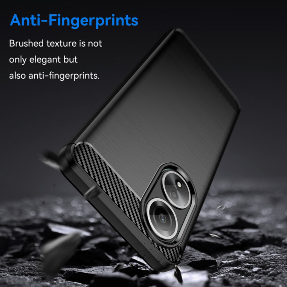 Husa pentru pentru Oppo A58 4G din silicon, Slim, cu textura Fibra Carbon - Negru - 3 | YEO