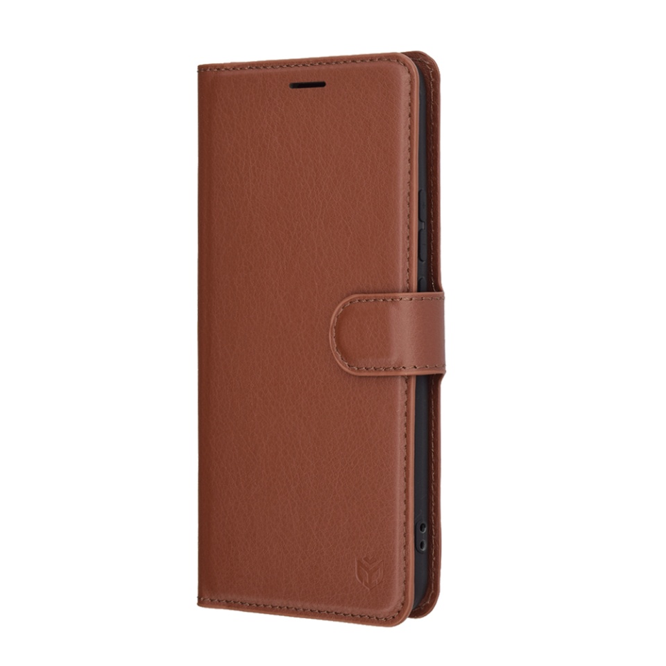 Husa pentru Realme 14 Pro, SKYDDAR INNOVATION, Leather Wallet, tip Carte cu Portofel Interior, Finisaje Premium, set cu sticker, Maro - 3 | YEO