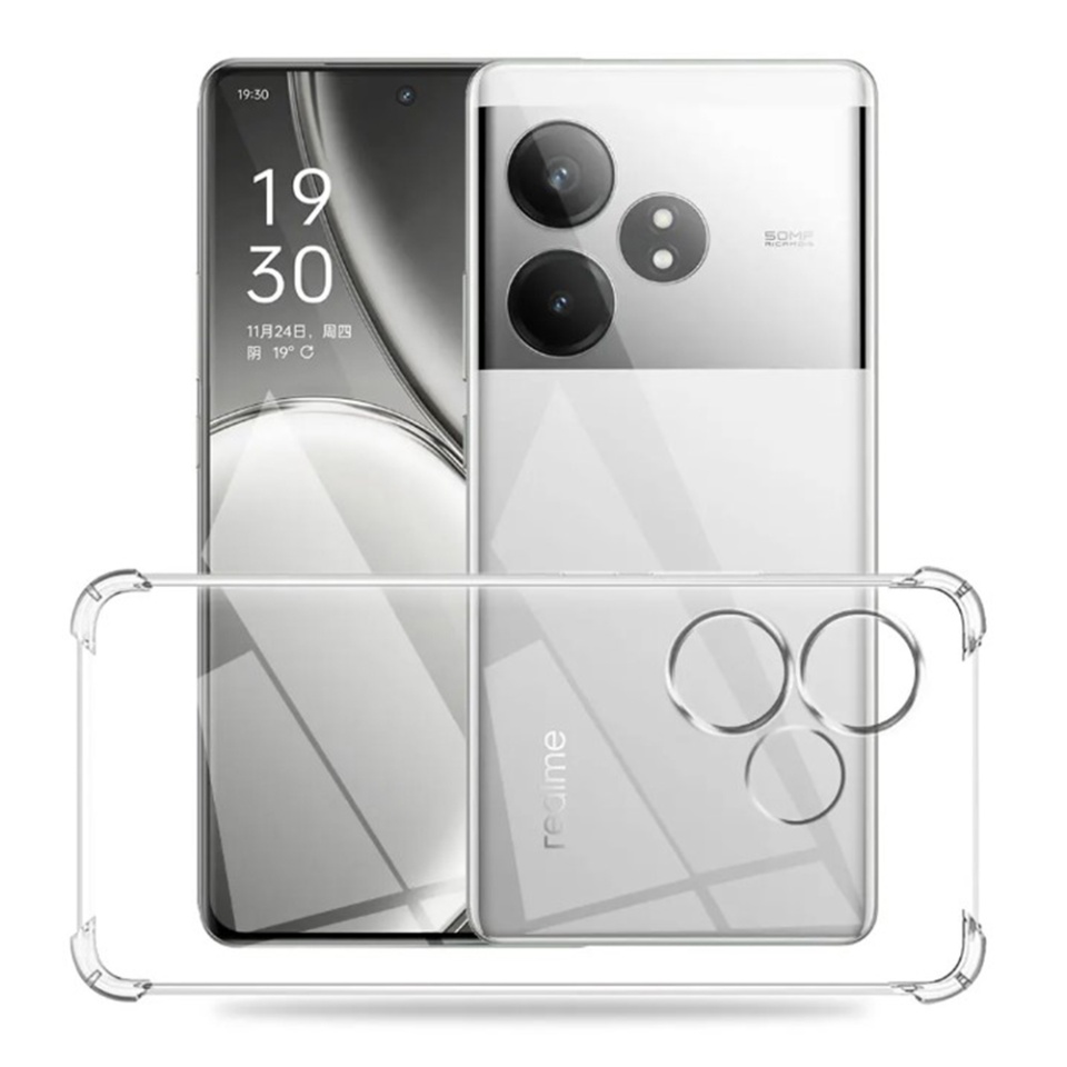 Husa pentru Realme GT 6 / GT 6T , SKYDDAR INNOVATION, Shockproof Clear din Silicon Slim, Transparenta, set cu sticker - 1 | YEO