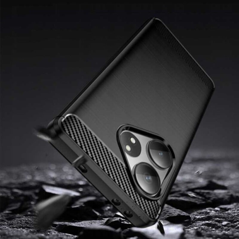 Husa pentru Realme GT 7 Pro din Silicon Premium, Slim, cu textura Fibra Carbon - Negru - 3 | YEO