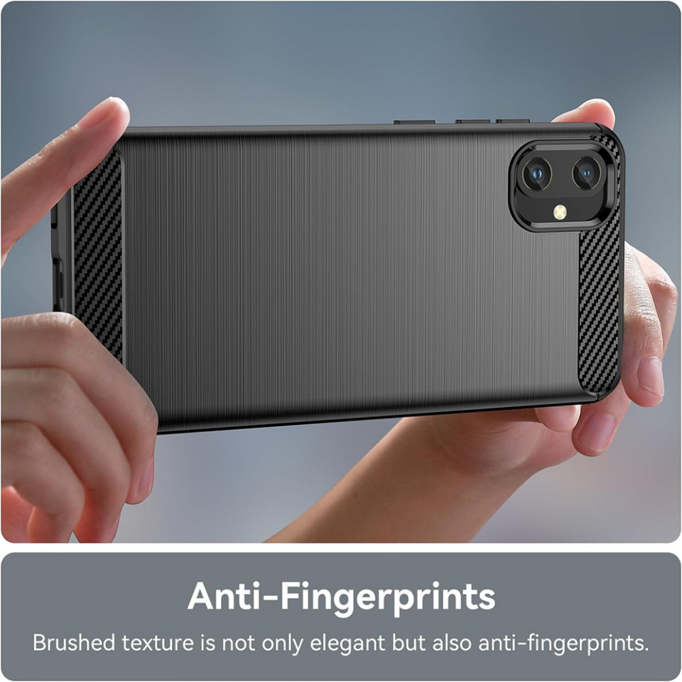 Husa pentru Samsung Galaxy A05 din silicon, Slim, cu textura Fibra Carbon - Negru - 2 | YEO