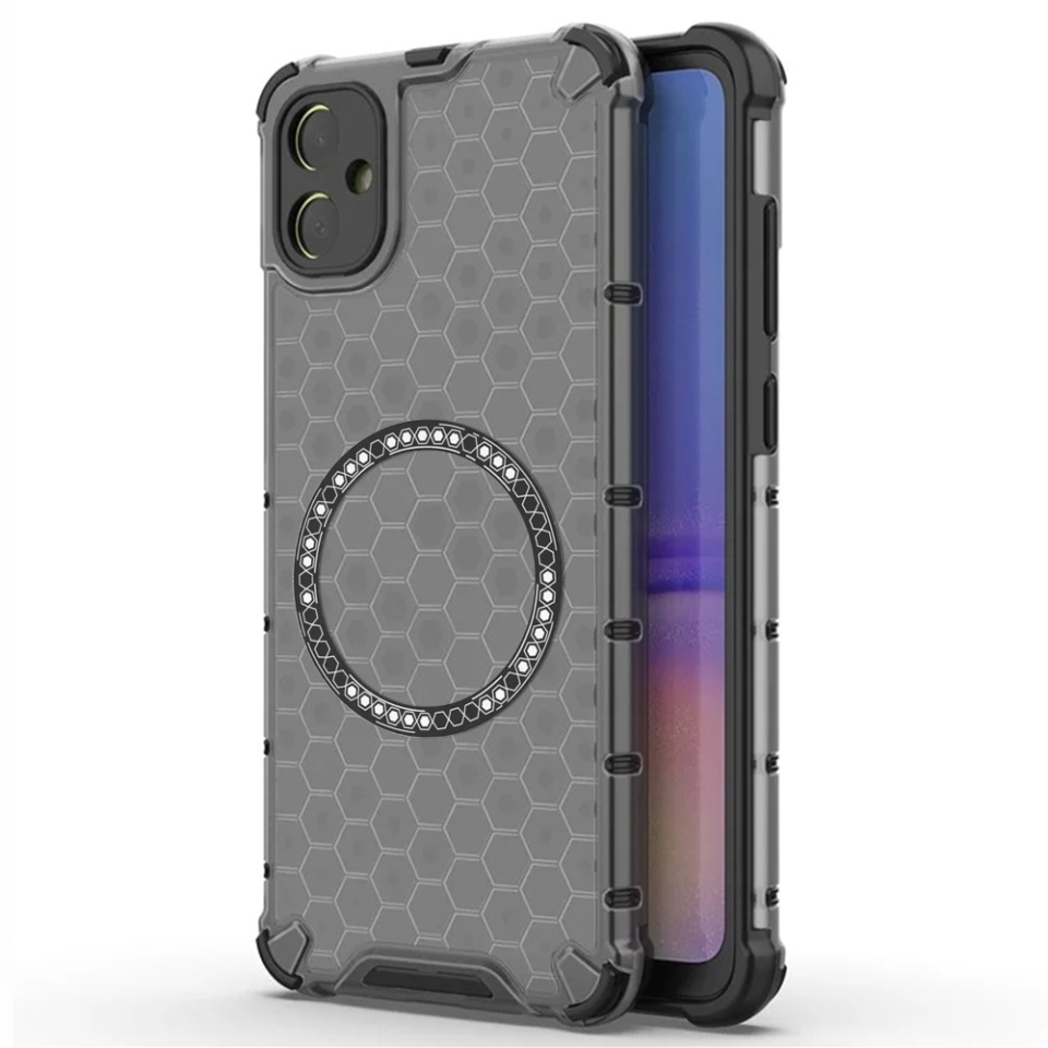 Husa pentru Samsung Galaxy A05, SKYDDAR INNOVATION, HoneyComb Shield MagSafe, Negru, set cu sticker