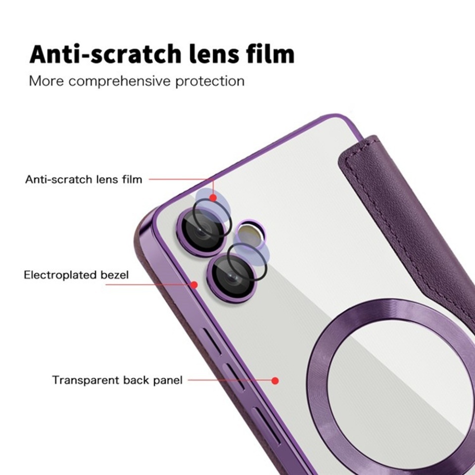 Husa pentru Samsung Galaxy A05 tip carte, SKYDDAR INOVATION, SmartMag Book, Magsafe, RFiD, Suport Carduri, set cu sticker, Mov - 2 | YEO