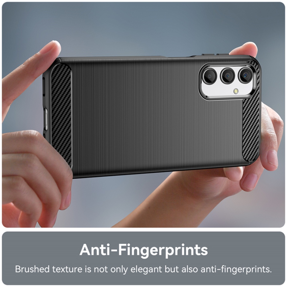Husa pentru Samsung Galaxy A05s, SKYDDAR INNOVATION, Carbon Silicone, din Silicon Slim, cu textura Fibra Carbon, set cu sticker, Negru - 3 | YEO