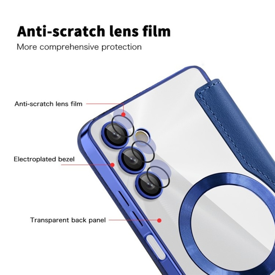 Husa pentru Samsung Galaxy A05s tip carte, SKYDDAR INOVATION, SmartMag Book, Magsafe, RFiD, Suport Carduri, set cu sticker, Albastru - 2 | YEO