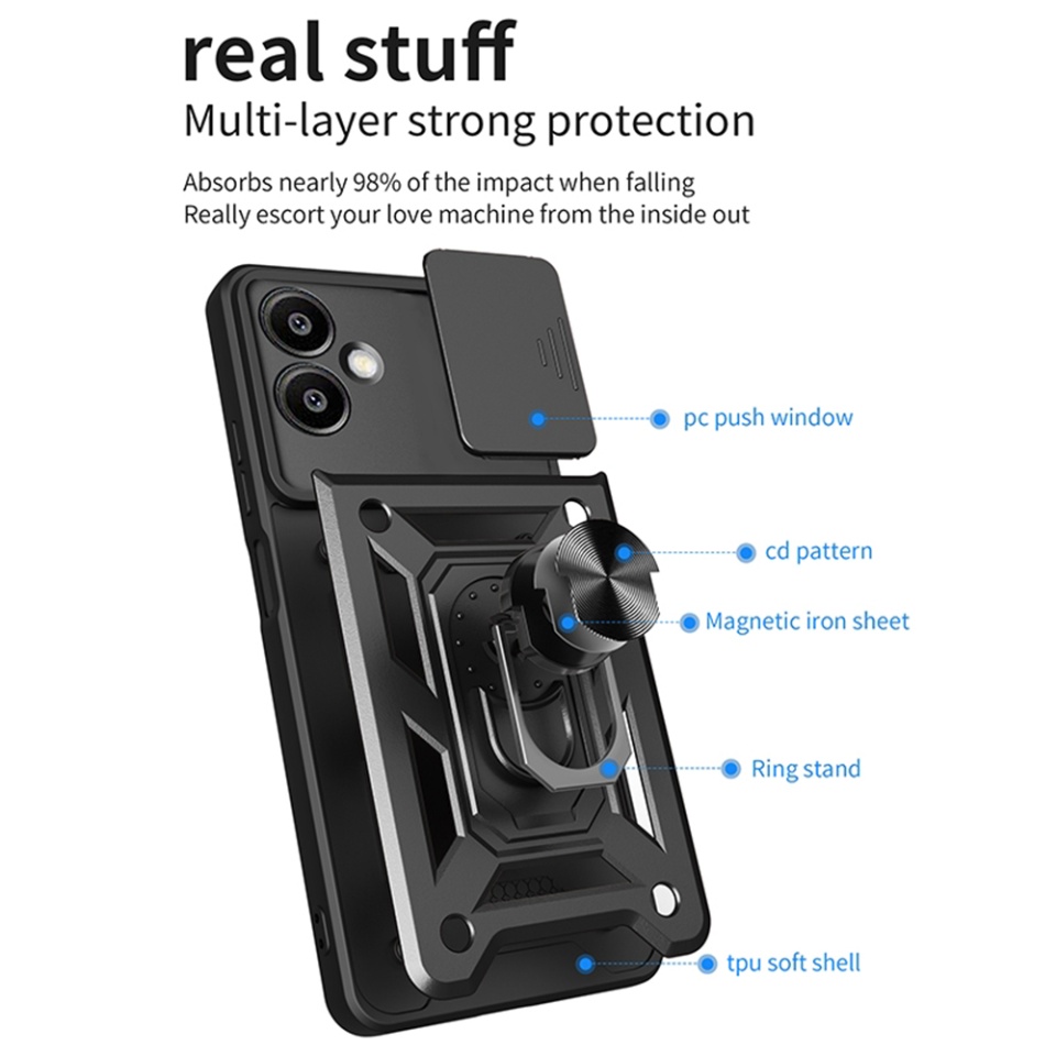Husa pentru Samsung Galaxy A06, SKYDDAR INNOVATION, CamShield, Verde, set cu sticker - 1 | YEO