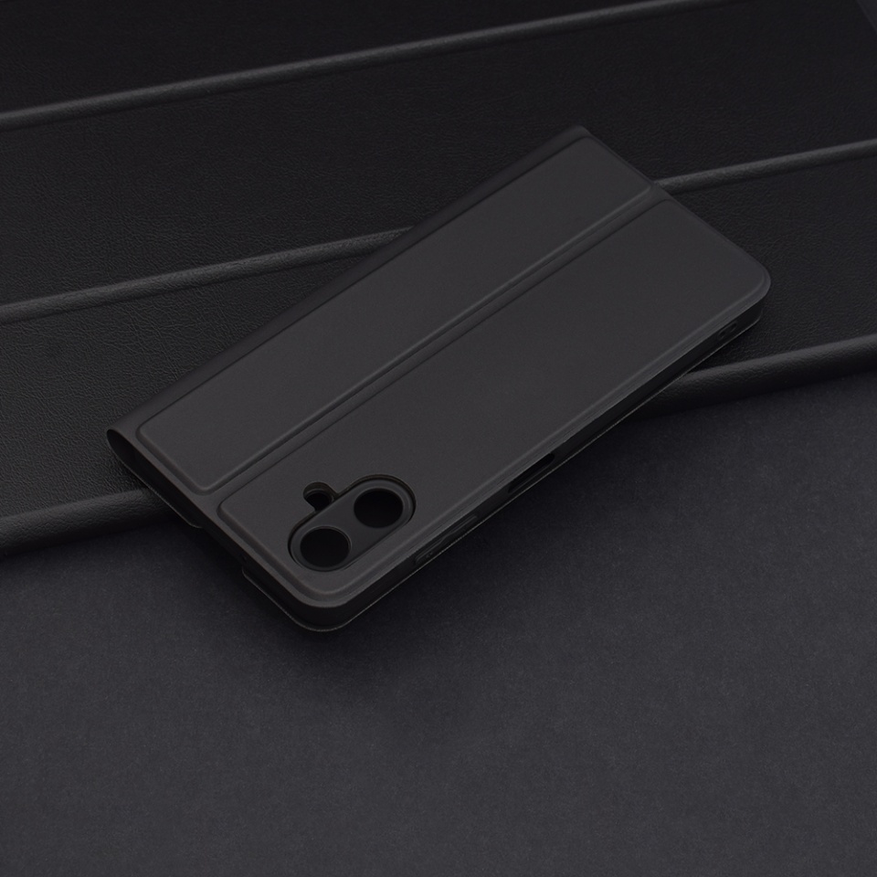 Husa pentru Samsung Galaxy A06, SKYDDAR INNOVATION, Magskin Book, tip Carte cu Portofel Interior, Negru, set cu sticker - 3 | YEO