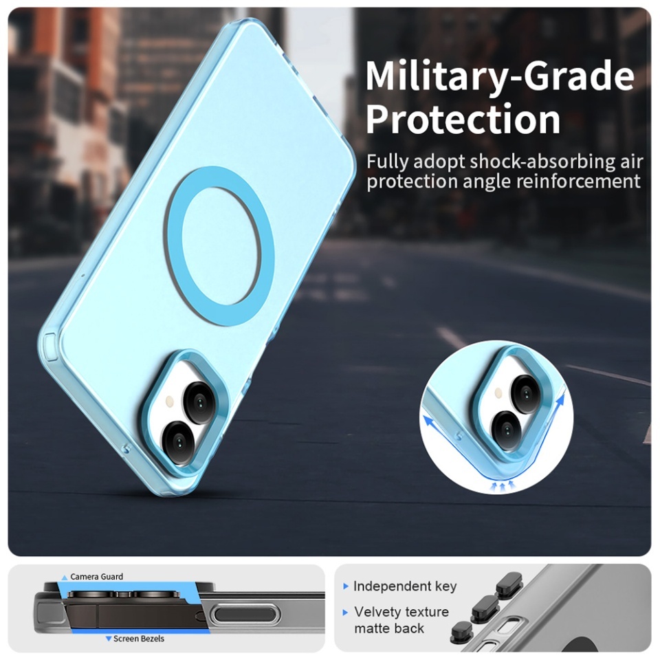 Husa pentru Samsung Galaxy A06, SKYDDAR INOVATION, CandyCase, Magsafe, set cu sticker, Albastru - 3 | YEO