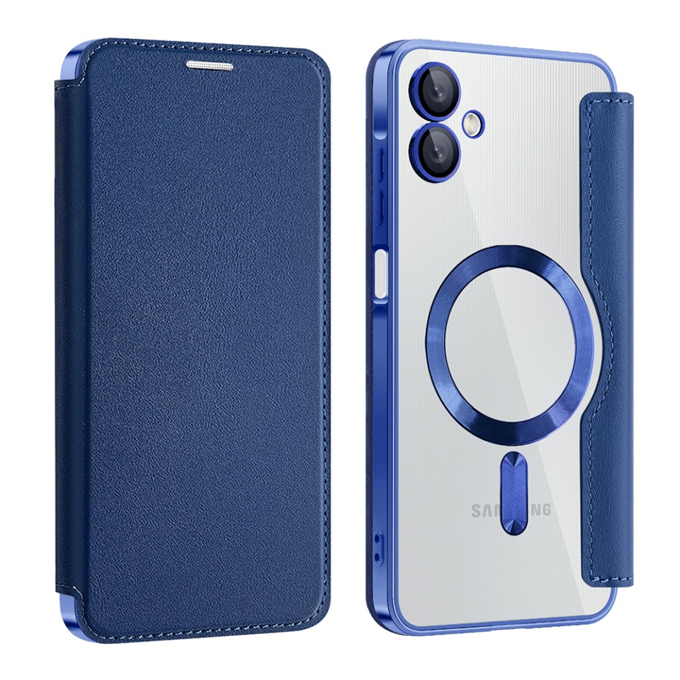 Husa pentru Samsung Galaxy A06 tip carte, SKYDDAR INOVATION, SmartMag Book, Magsafe, RFiD, Suport Carduri, set cu sticker, Albastru - 1 | YEO