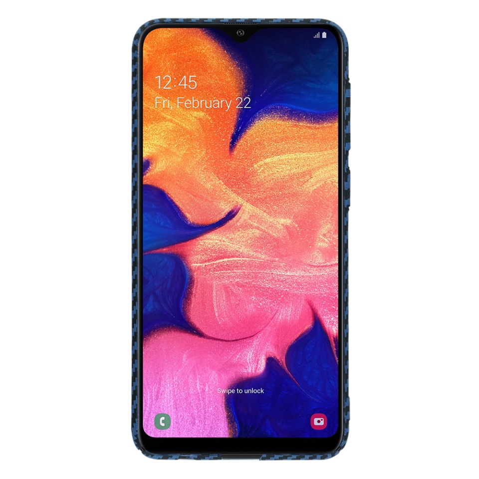 Husa pentru Samsung Galaxy A10, Finisaj Premium cu Textura de Carbon, Design Elegant, SKDR CarbonFlex - Cyan - 1 | YEO