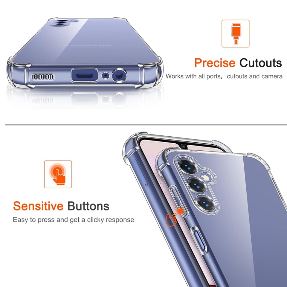 Husa pentru Samsung Galaxy A14 5G / Galaxy A14 4G , SKYDDAR INNOVATION, Shockproof Clear din Silicon Slim, Transparenta, set cu sticker - 2 | YEO
