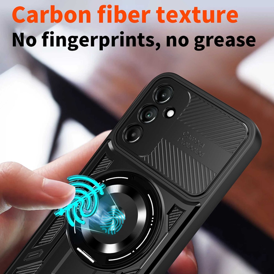 Husa pentru Samsung Galaxy A14 5G / Galaxy A14 4G, SKYDDAR INNOVATION, RuggedCam, Inel magnetic antisoc, set cu sticker, Gri - 2 | YEO