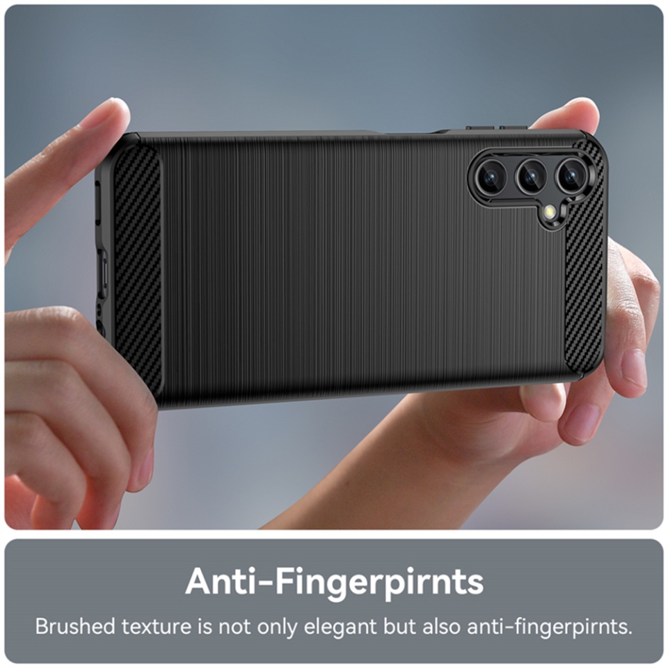 Husa pentru Samsung Galaxy A14 5G / Galaxy A14 4G, SKYDDAR INNOVATION, Carbon Silicone, din Silicon Slim, cu textura Fibra Carbon, set cu sticker, Negru - 3 | YEO