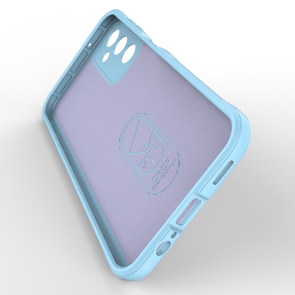 Husa pentru Samsung Galaxy A14 5G / Galaxy A14 4G, SKYDDAR INNOVATION, Magic Shield, din Silicon Mat, set cu sticker, Bleu - 3 | YEO