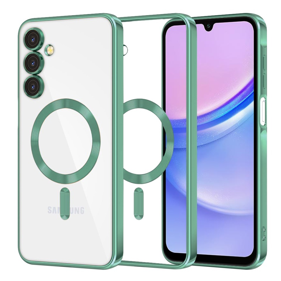Husa pentru Samsung Galaxy A15 4G / Galaxy A15 5G, SKYDDAR INNOVATION, Luxury Shield Magsafe, Protectie Antisoc, set cu sticker, Verde deschis