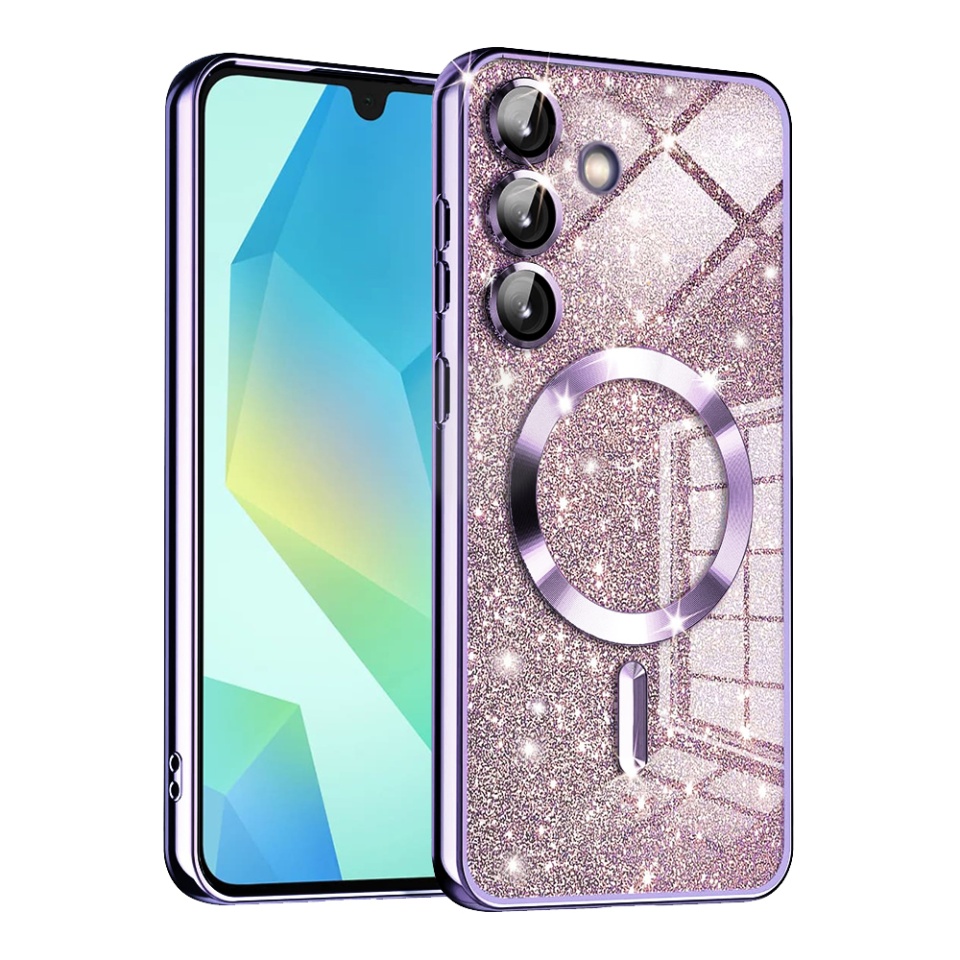 Husa pentru Samsung Galaxy A16 4G / Galaxy A16 5G Design Antisoc, Fundal Detasabil 2-in-1, Protectie Superioara, Margini Ridicate, SKDR Glitter - Mov deschis