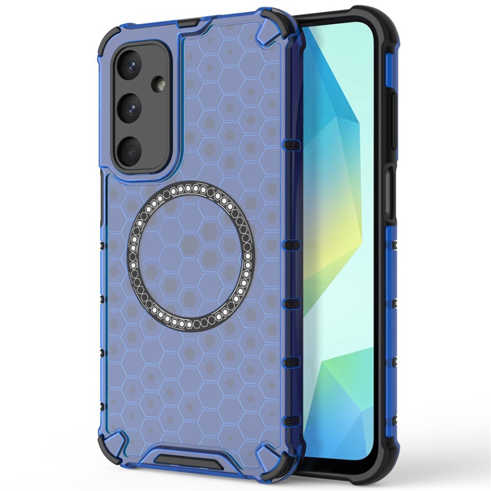 Husa pentru Samsung Galaxy A16 4G / Galaxy A16 5G, SKYDDAR INNOVATION, HoneyComb Shield MagSafe, Antisoc, set cu sticker, Albastru