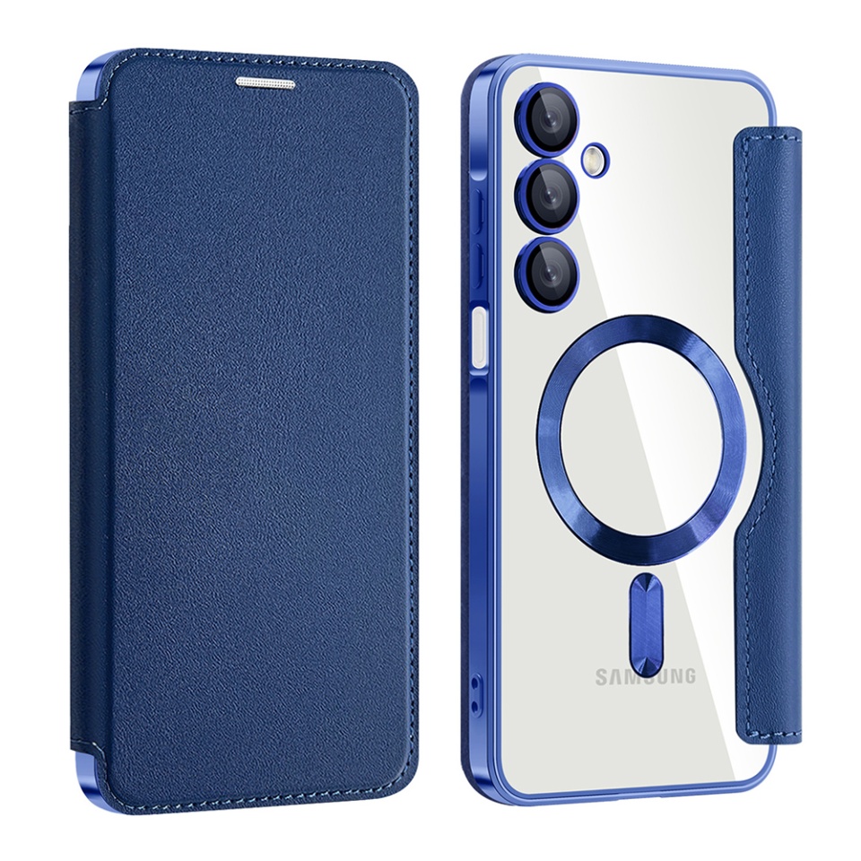 Husa pentru Samsung Galaxy A16 4G / Galaxy A16 5G tip carte, SKYDDAR INOVATION, SmartMag Book, Magsafe, RFiD, Suport Carduri, set cu sticker, Albastru - 1 | YEO