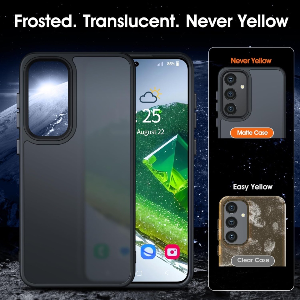 Husa pentru Samsung Galaxy A16, ce Absoarbe Cele mai Aspre Socuri, Skyddar Frosted - Negru - 2 | YEO