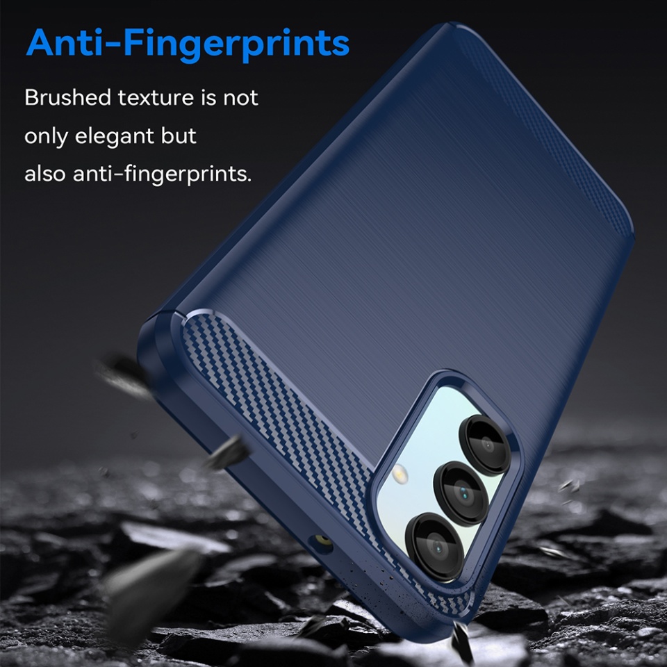 Husa pentru Samsung Galaxy A16 din Silicon Premium, Slim, cu textura Fibra Carbon - Albastru - 2 | YEO