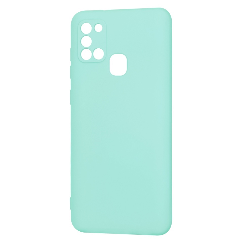 Husa pentru Samsung Galaxy A21s, SKYDDAR INNOVATION, din Silicon Catifelat, SoftElegance, set cu sticker, Turcoaz - 1 | YEO