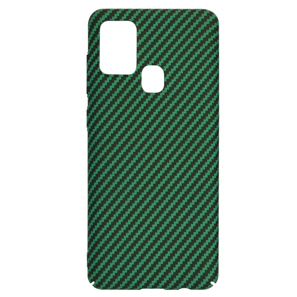 Husa pentru Samsung Galaxy A21s, SKYDDAR INNOVATION, textura carbon, Carbonite FiberShell, set cu sticker, Verde, - 3 | YEO