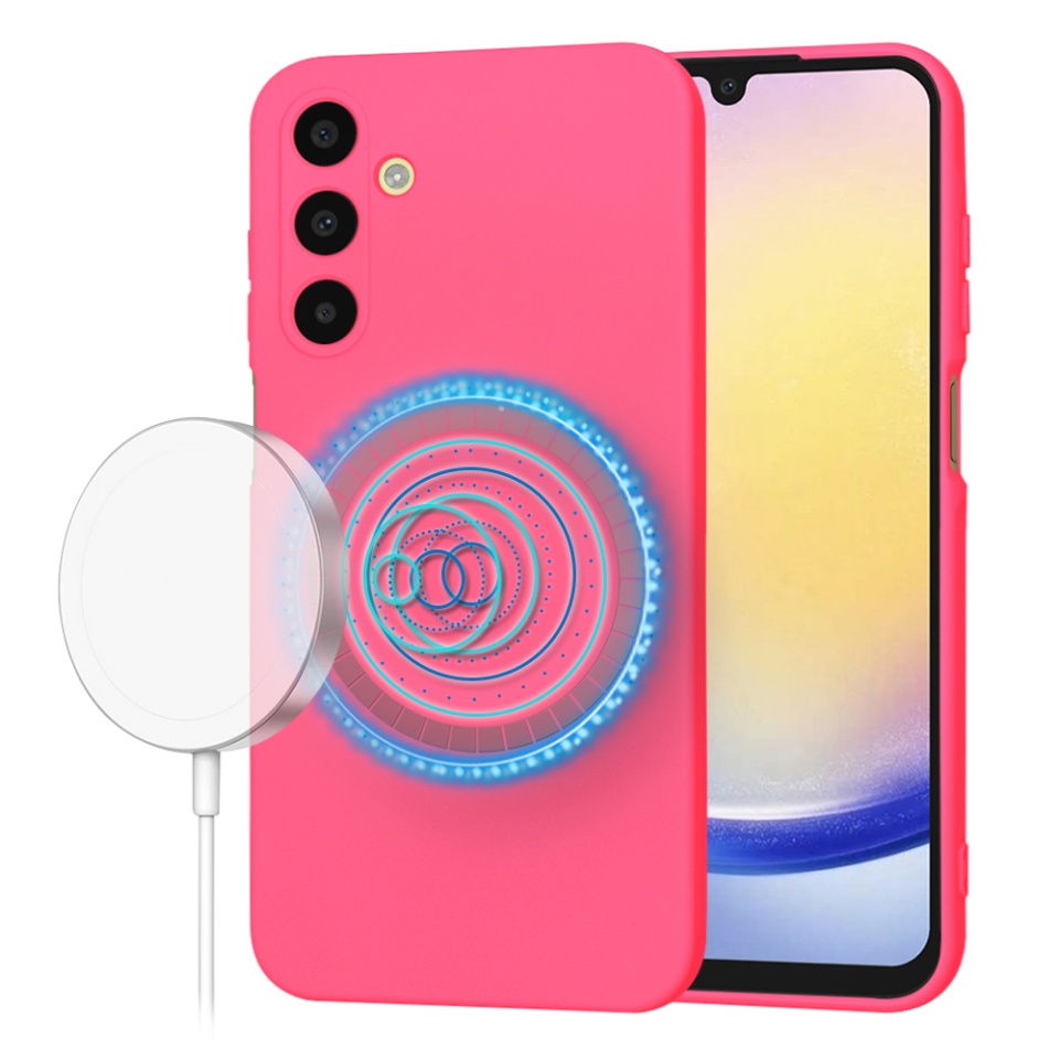 Husa pentru Samsung Galaxy A25 5G din Silicon Catifelat, Protectie Premium, Skyddar SoftElegance Magsafe - Fucsia