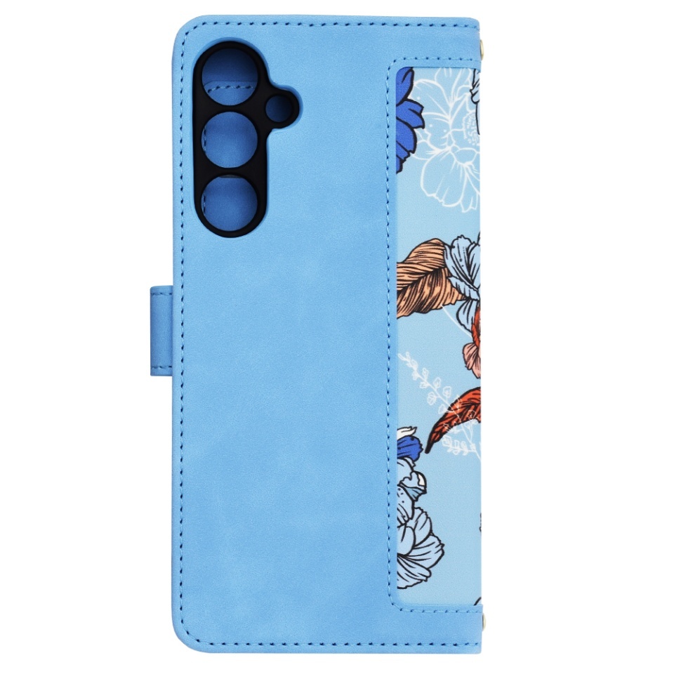 Husa pentru Samsung Galaxy A25 5G, SKYDDAR INNOVATION, Flipcraft din Piele Ecologică, Stand Integrat, Buzunare pentru Carduri, set cu sticker, Bleu - 2 | YEO