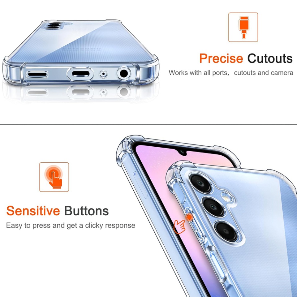 Husa pentru Samsung Galaxy A25 5G , SKYDDAR INNOVATION, Shockproof Clear din Silicon Slim, Transparenta, set cu sticker - 2 | YEO