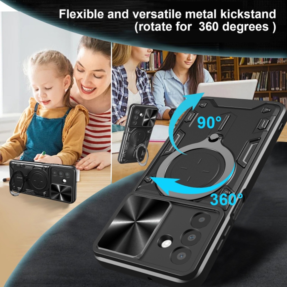 Husa pentru Samsung Galaxy A26 5G, cu inel magnetic si suport ajustabil, protectie completa camera, SKDR SafeCover - Negru - 2 | YEO