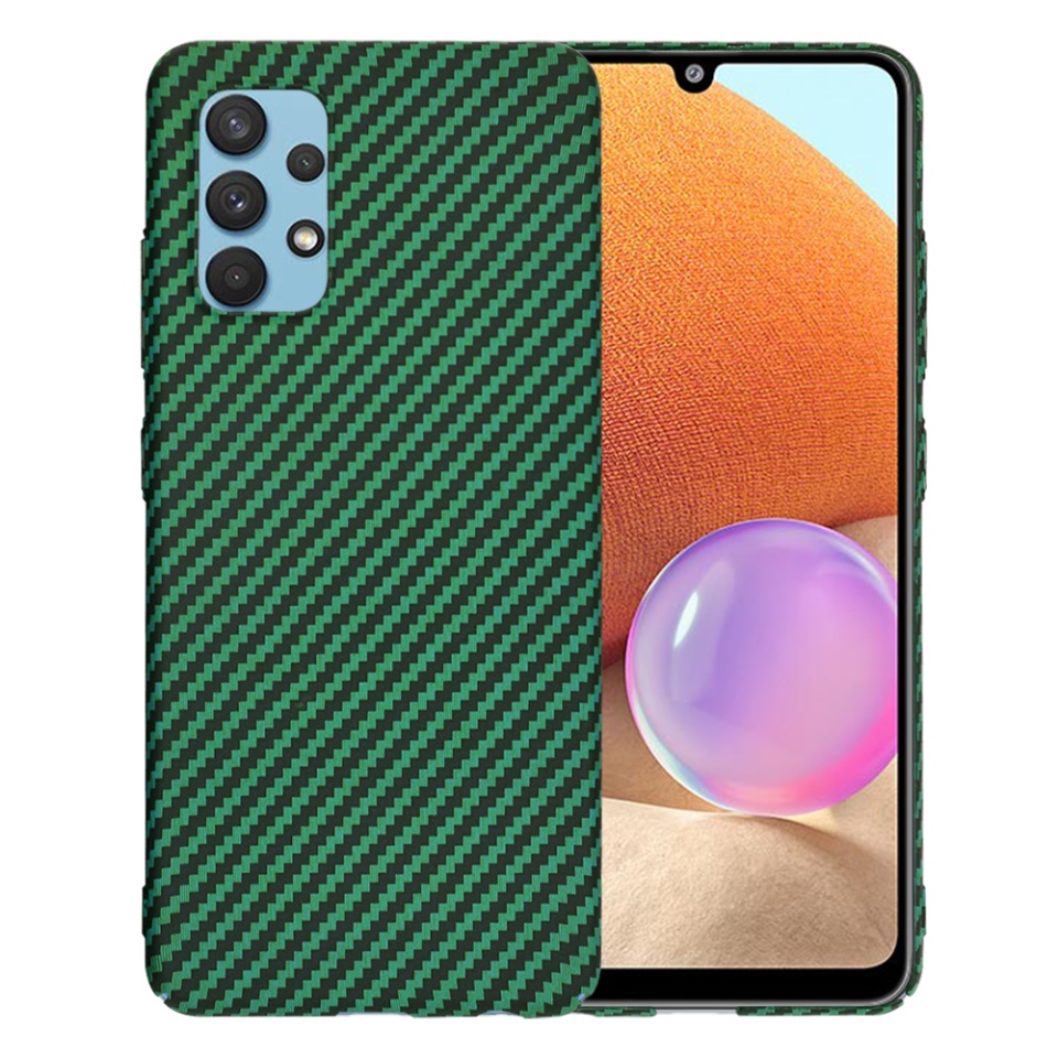 Husa pentru Samsung Galaxy A32 4G, Finisaj Premium cu Textura de Carbon, Design Elegant, SKDR CarbonFlex - Verde