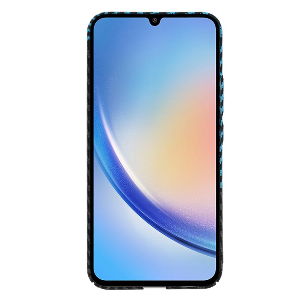 Husa pentru Samsung Galaxy A34 5G, Finisaj Premium cu Textura de Carbon, Design Elegant, SKDR CarbonFlex - Bleu - 2 | YEO