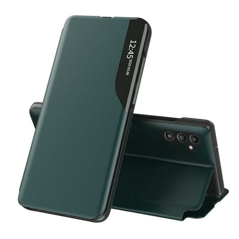 Husa pentru Samsung Galaxy A35 5G, SKYDDAR INNOVATION, eFold, tip carte, Verde, set cu sticker