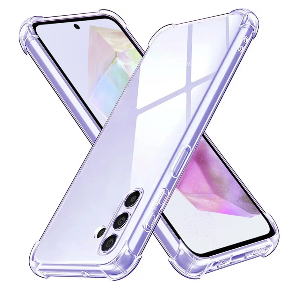 Husa pentru Samsung Galaxy A35 5G , SKYDDAR INNOVATION, Shockproof Clear din Silicon Slim, Transparenta, set cu sticker