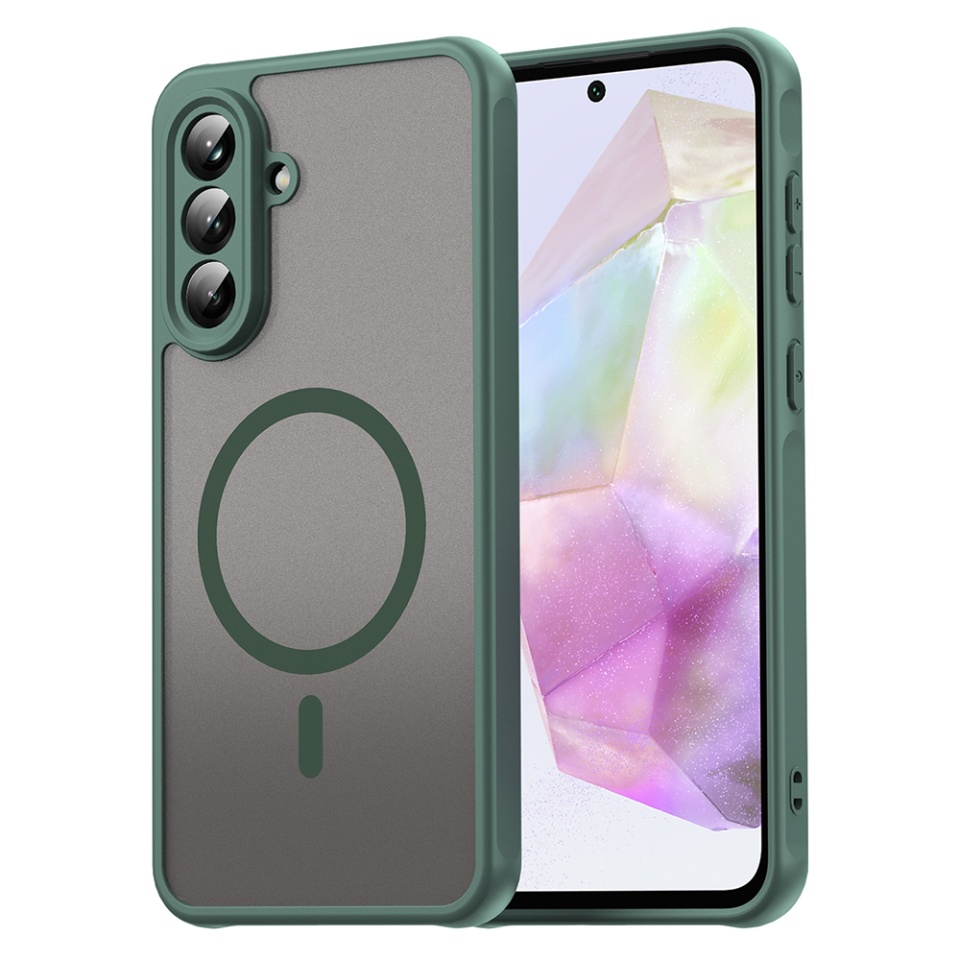 Husa pentru Samsung Galaxy A36 5G, SKYDDAR INNOVATION, HaloFrost MagSafe II, Antisoc, set cu sticker, Verde
