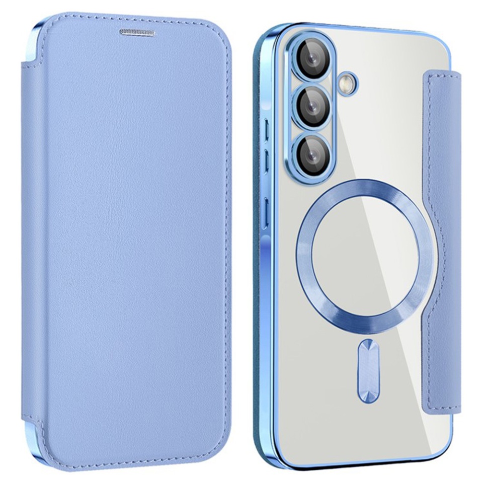 Husa pentru Samsung Galaxy A36 5G tip carte, SKYDDAR INOVATION, SmartMag Book, Magsafe, RFiD, Suport Carduri, set cu sticker, Bleu - 1 | YEO