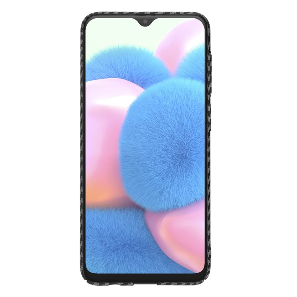 Husa pentru Samsung Galaxy A50 / Galaxy A30s / Galaxy A50s, SKYDDAR INNOVATION, textura carbon, Carbonite FiberShell, set cu sticker, Negru, - 1 | YEO