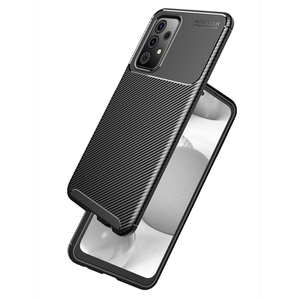 Husa pentru Samsung Galaxy A52 5G / Galaxy A52 4G / Galaxy A52s 5G, SKYDDAR INNOVATION, CarbonFiber, Antisoc, Negru, set cu sticker - 1 | YEO