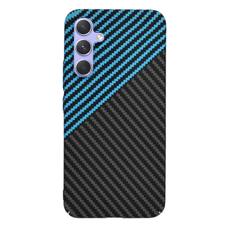 Husa pentru Samsung Galaxy A54, Finisaj Premium cu Textura de Carbon, Design Elegant, SKDR CarbonFlex - Bleu - 1 | YEO