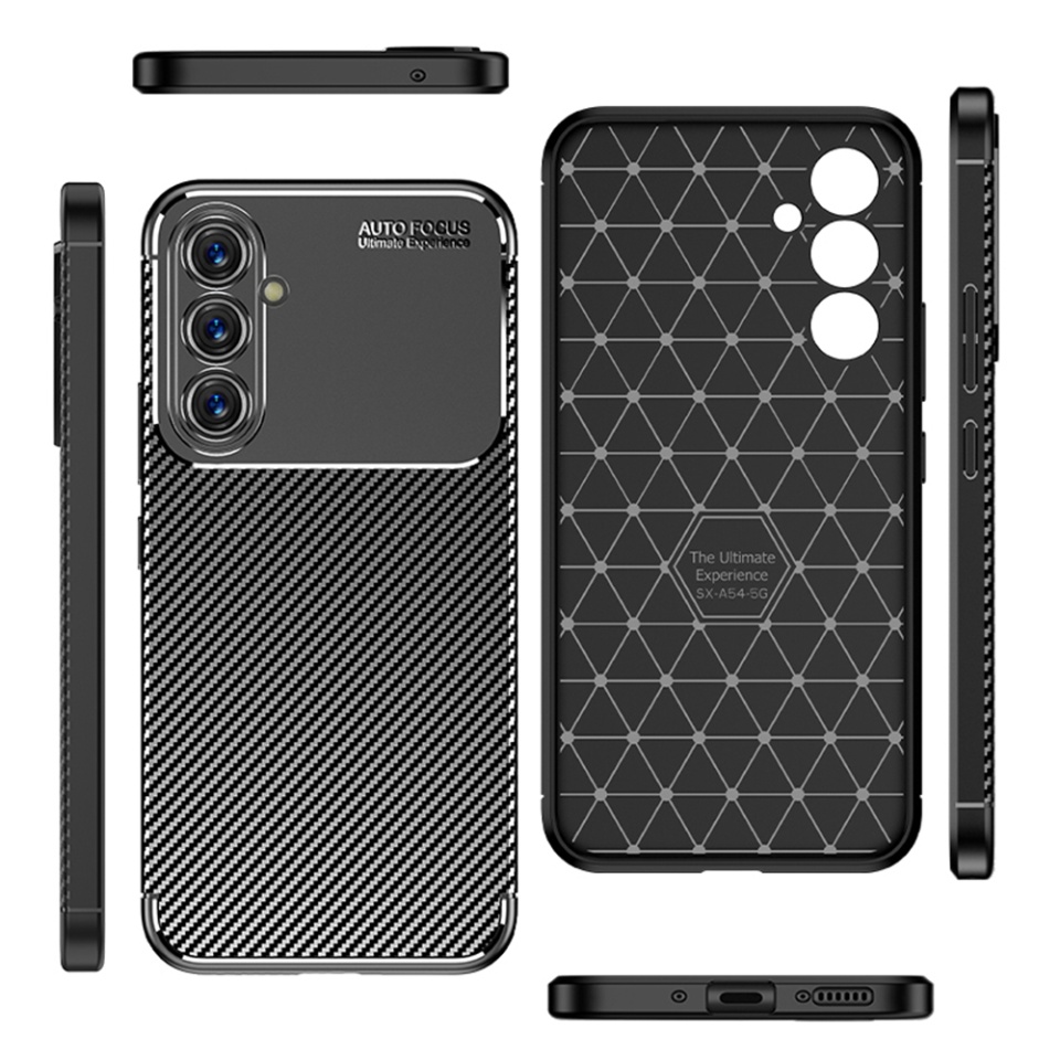 Husa pentru Samsung Galaxy A54, SKYDDAR INNOVATION, CarbonFiber, Antisoc, Negru, set cu sticker - 2 | YEO