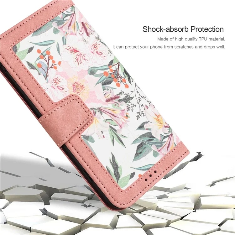 Husa pentru Samsung Galaxy A55 5G din Piele Ecologică cu Design Floral, Protecție 360°, Stand Integrat, Buzunare pentru Carduri, SKDR Floral Wallet - Roz - 3 | YEO