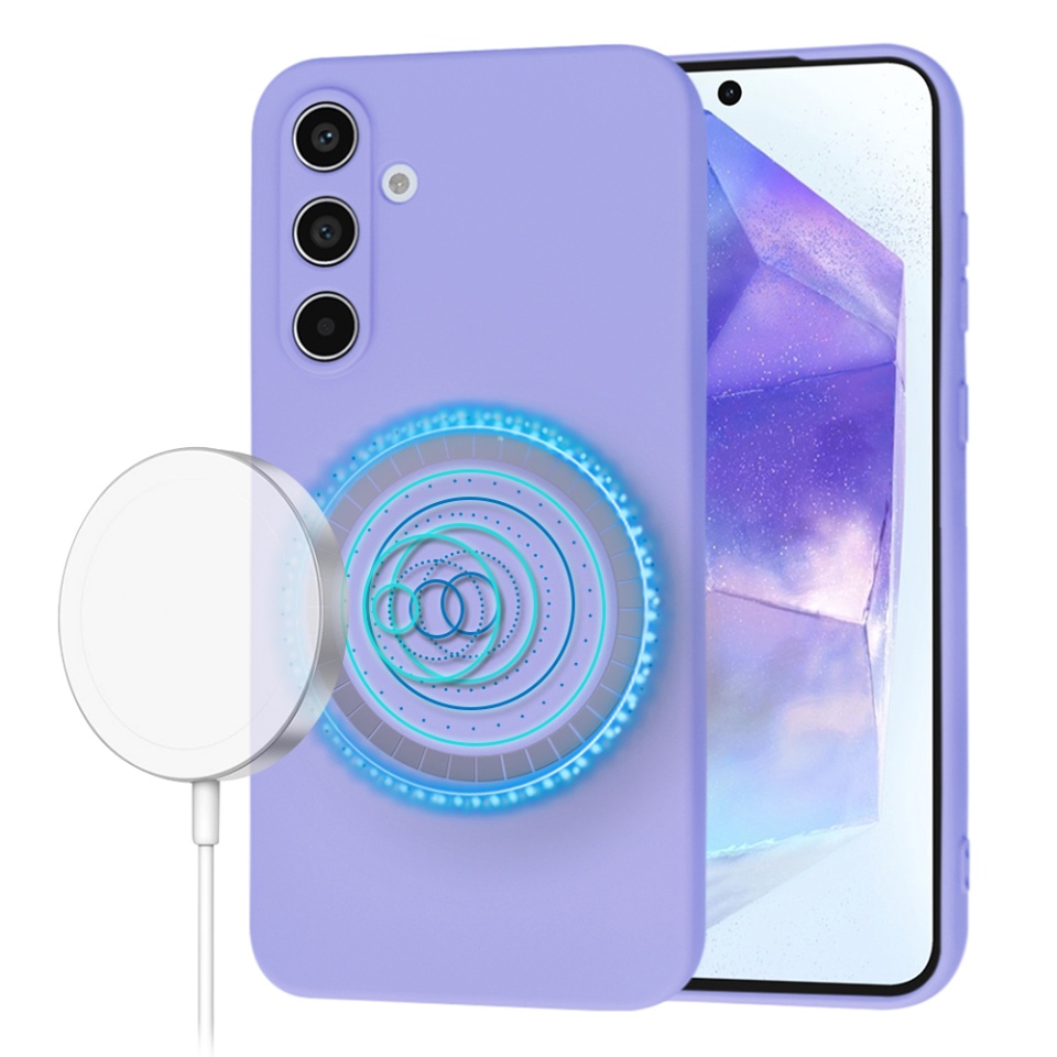 Husa pentru Samsung Galaxy A55 5G din Silicon Catifelat, Protectie Premium, Skyddar SoftElegance Magsafe - Violet