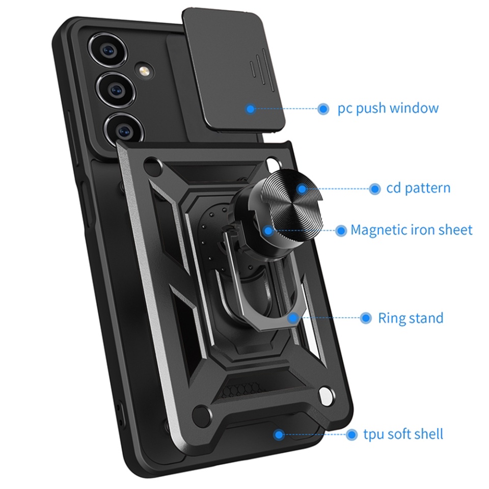 Husa pentru Samsung Galaxy M35 cu inel magnetic si protectie camera Skyddar CamShield - Negru - 2 | YEO