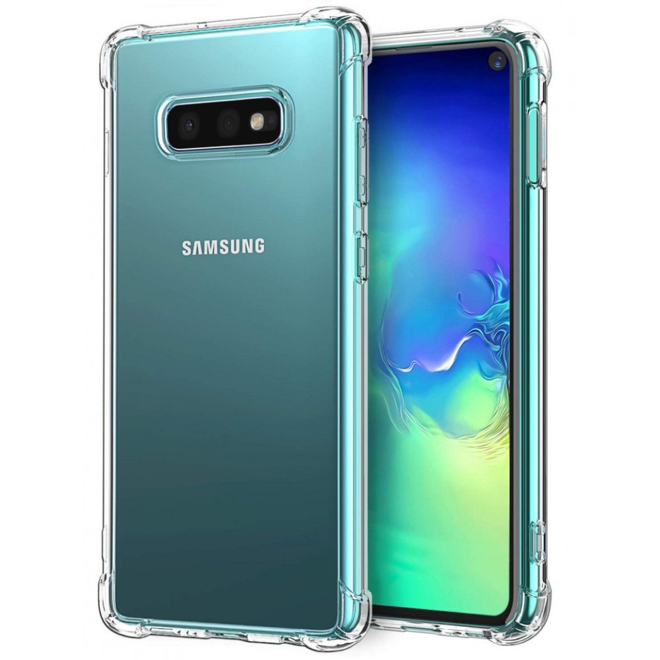 Husa pentru Samsung Galaxy S10e , SKYDDAR INNOVATION, Shockproof Clear din Silicon Slim, Transparenta, set cu sticker