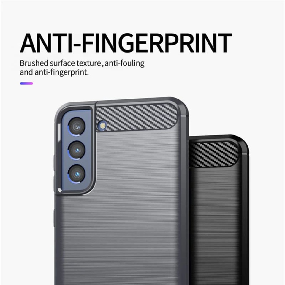 Husa pentru Samsung Galaxy S21 FE 5G, SKYDDAR INNOVATION, Carbon Silicone, din Silicon Slim, cu textura Fibra Carbon, set cu sticker, Negru - 3 | YEO