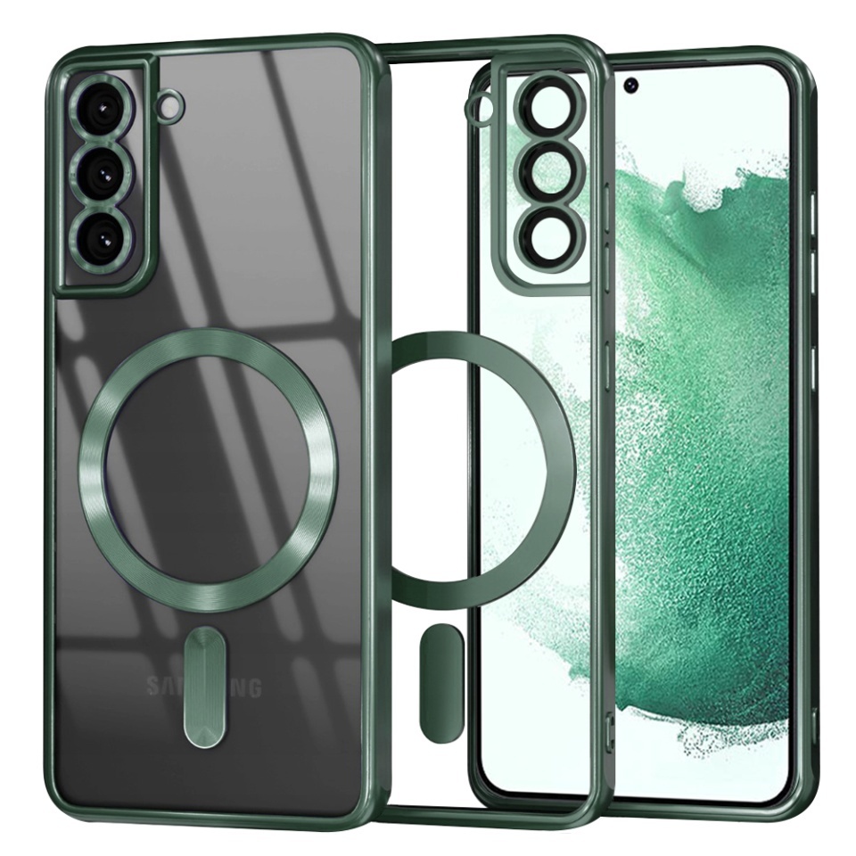 Husa pentru Samsung Galaxy S22 Plus 5G, SKYDDAR INNOVATION, Luxury Shield Magsafe, Protectie Antisoc, set cu sticker, Verde inchis