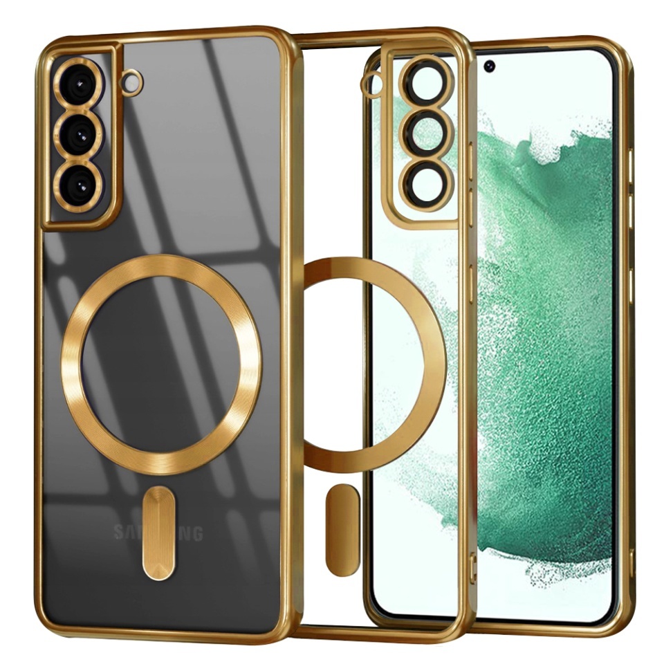 Husa pentru Samsung Galaxy S22 Plus 5G, SKYDDAR INNOVATION, Luxury Shield Magsafe, Protectie Antisoc, set cu sticker, Auriu